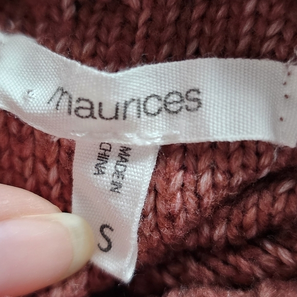 Maurices terracotta mock turtleneck cableknit side-slit sweater Size S - Picture 6 of 8